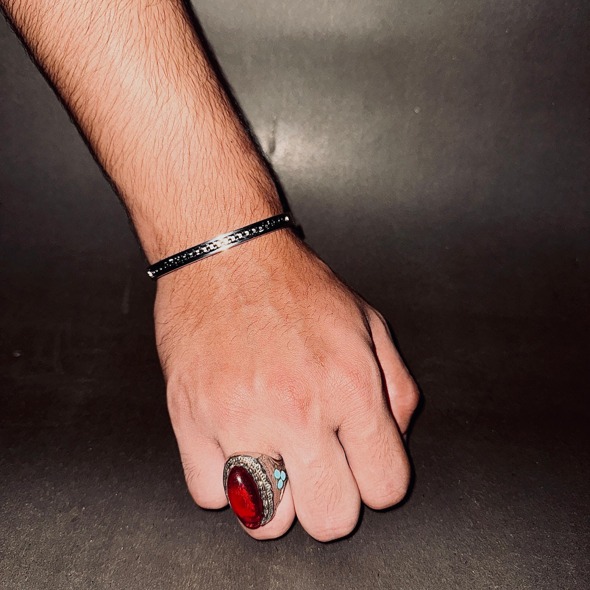 Silver with Black Chain Bracelet